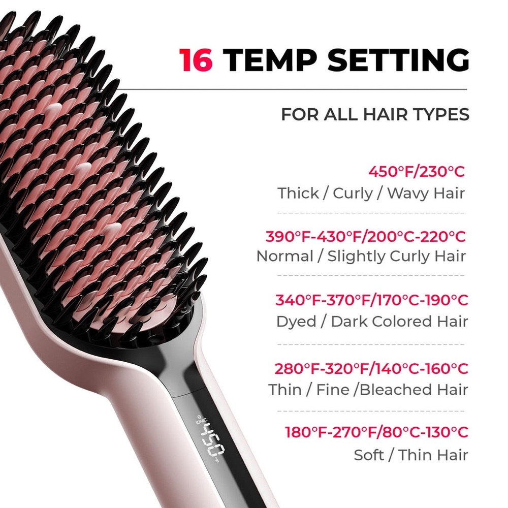 Tymo Ionic Plus Pink Hair Straightening Brush - Picture 3 of 8